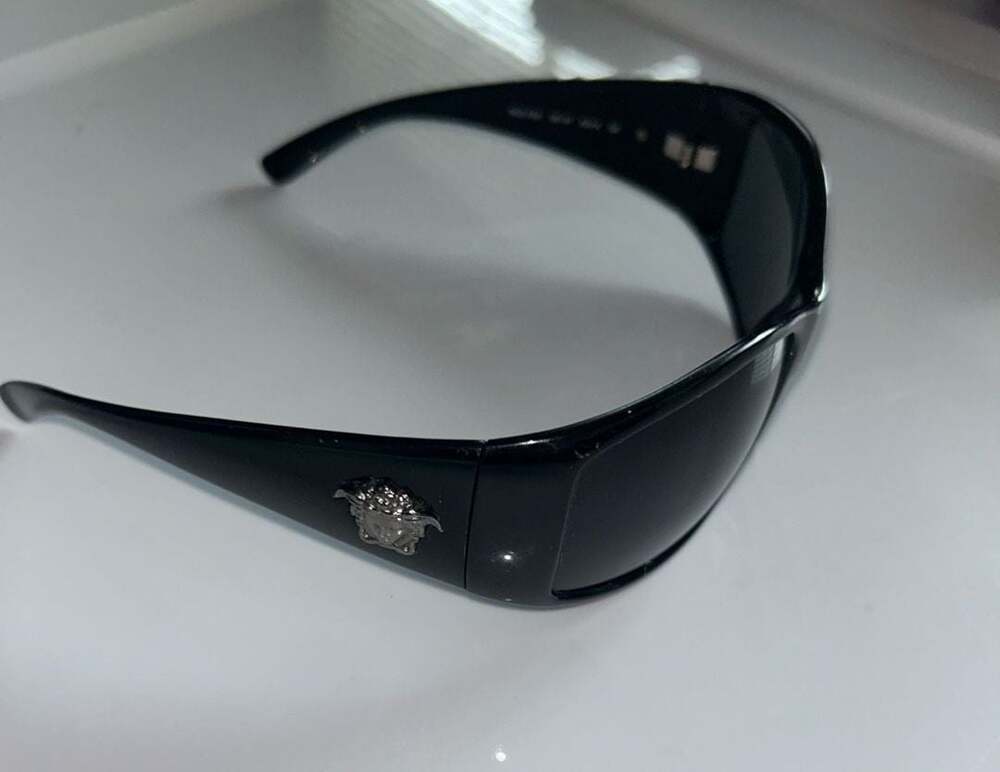 Vintage Versace Medusa Logo Wrap Around Sunglasses with Case - Black